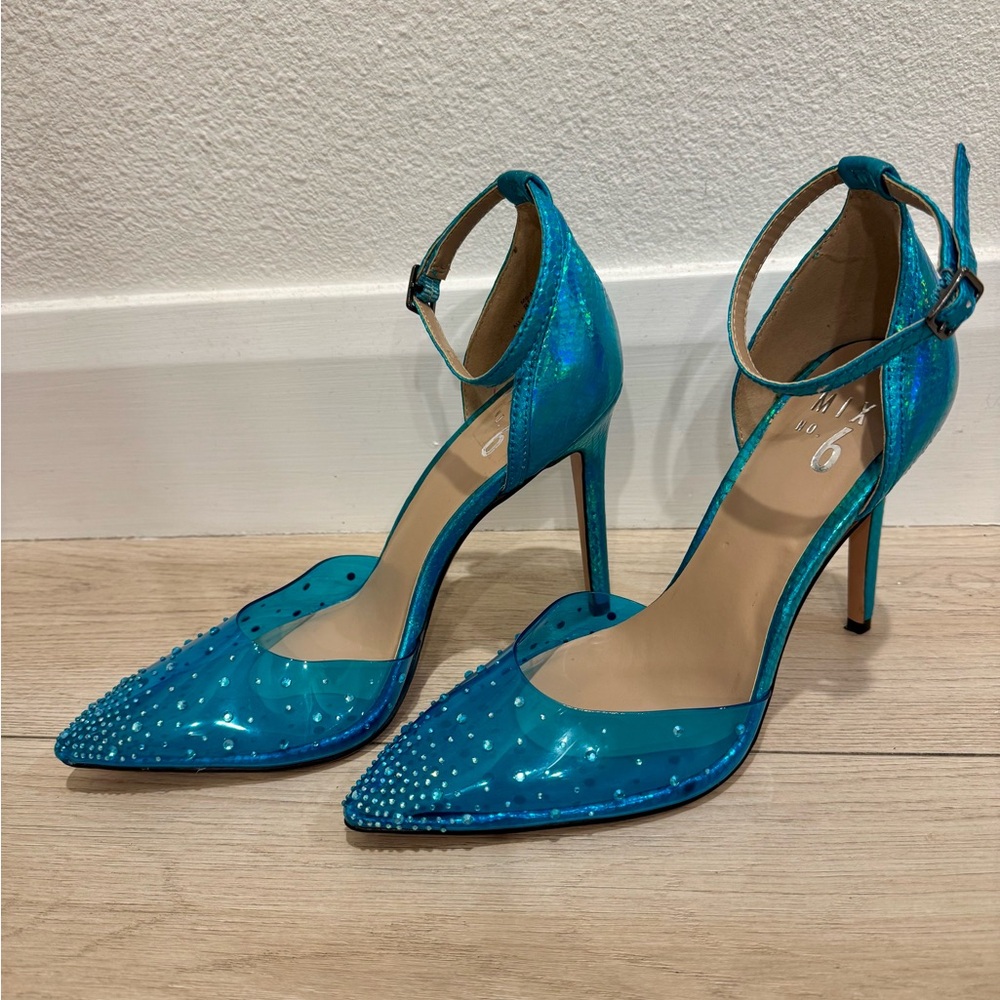 Mix No. 6 Vibrant Electric Blue Rhinestone Heels - Picture 2 of 7